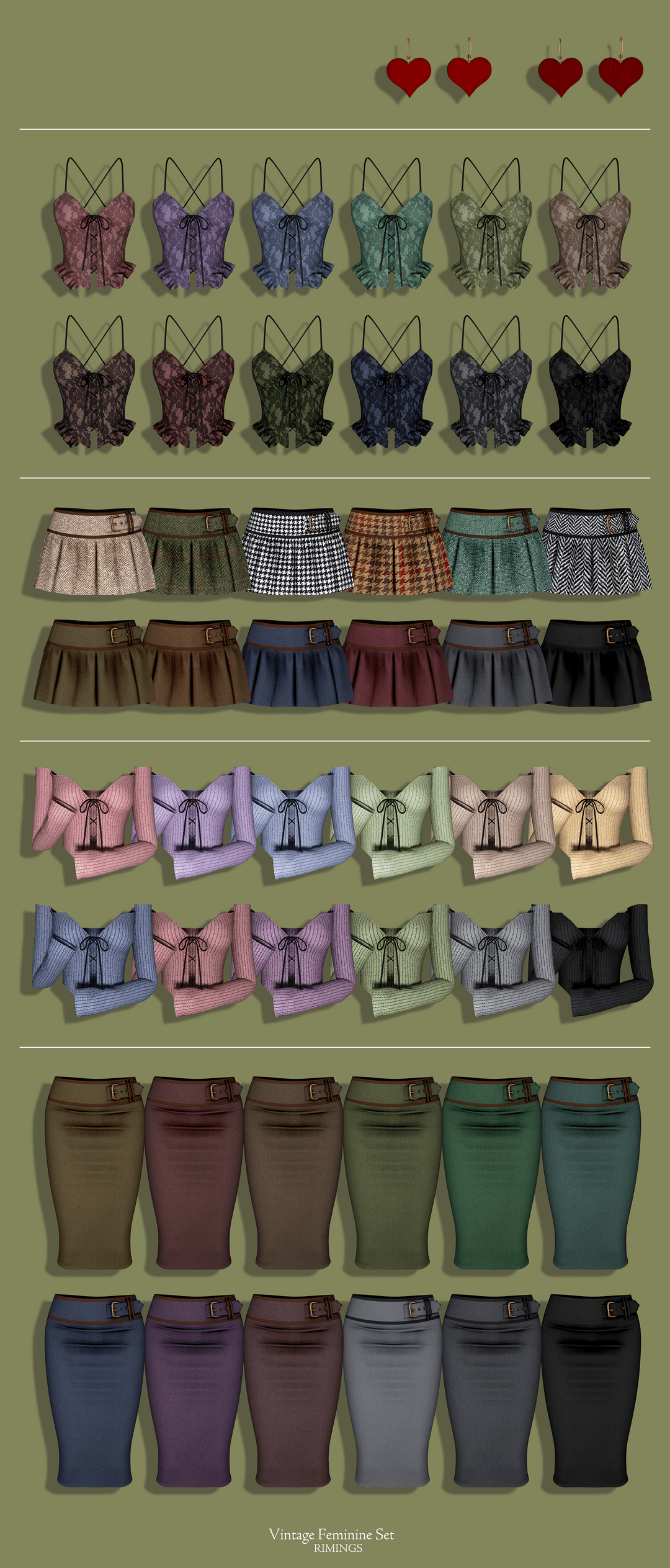 Галерея мода Сет одежды Vintage Feminine Set #1